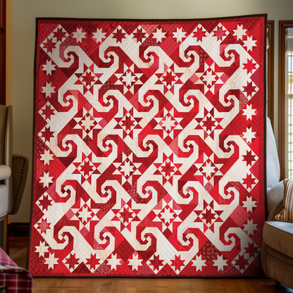 Gorgeous Snail's Tail Red And White Quilted Blanket GFTONL071