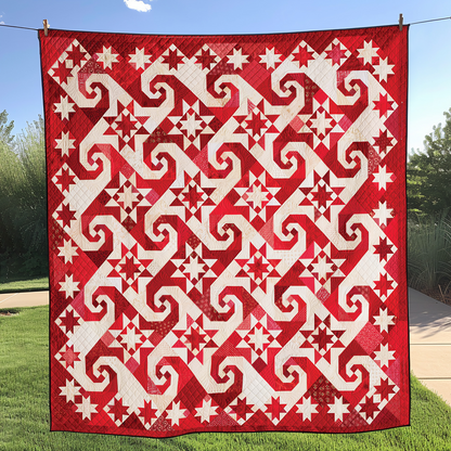 Gorgeous Snail's Tail Red And White Quilted Blanket GFTONL071