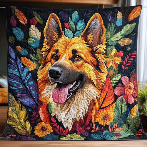 Floral German Shepherd Quilted Blanket FGSNL01