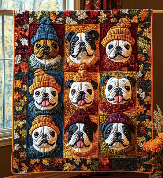 Autumn Bulldog Quilted Blanket NKL025