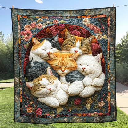 Adorable Sleeping Cats Quilted Blanket NKL041