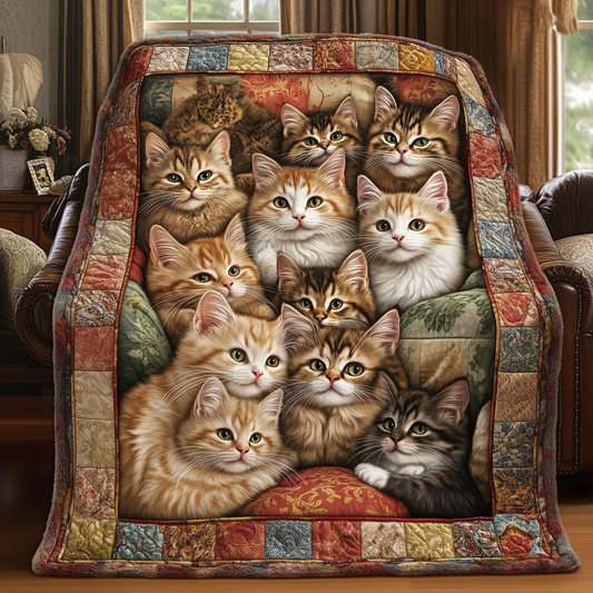 Cute Cat Team Quilted Blanket ACDRSTL30