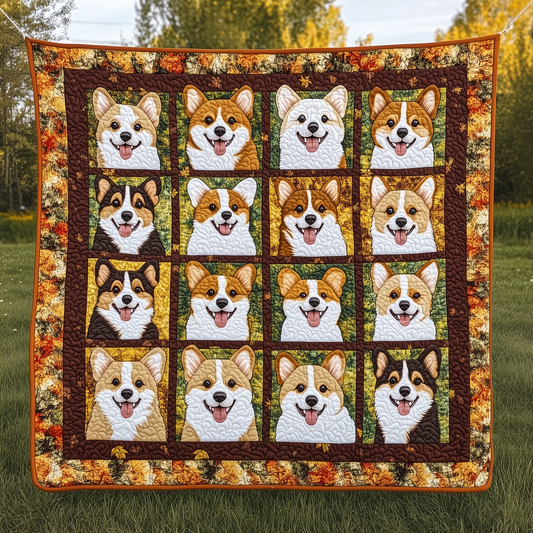 Corgi Autumn Quilted Blanket ODDRSTL46