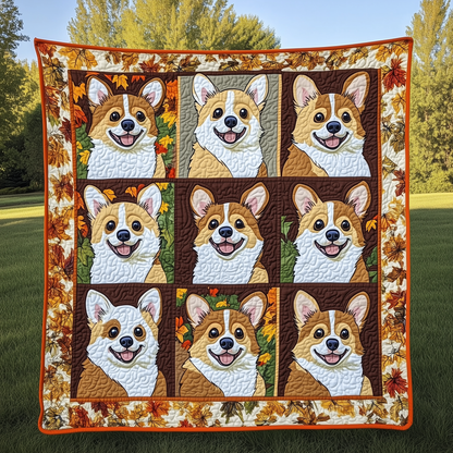 Cute Autum Corgi Quilted Blanket ODDRSTL50