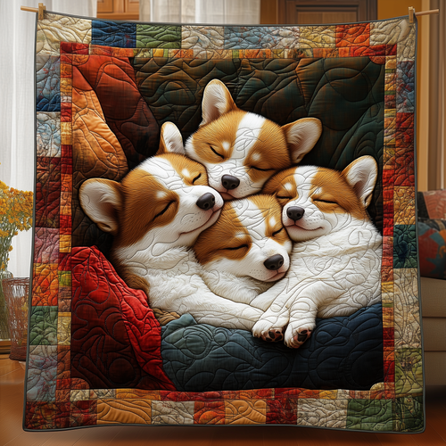 Sleeping Corgi Quilted Blanket ODDRSTL51