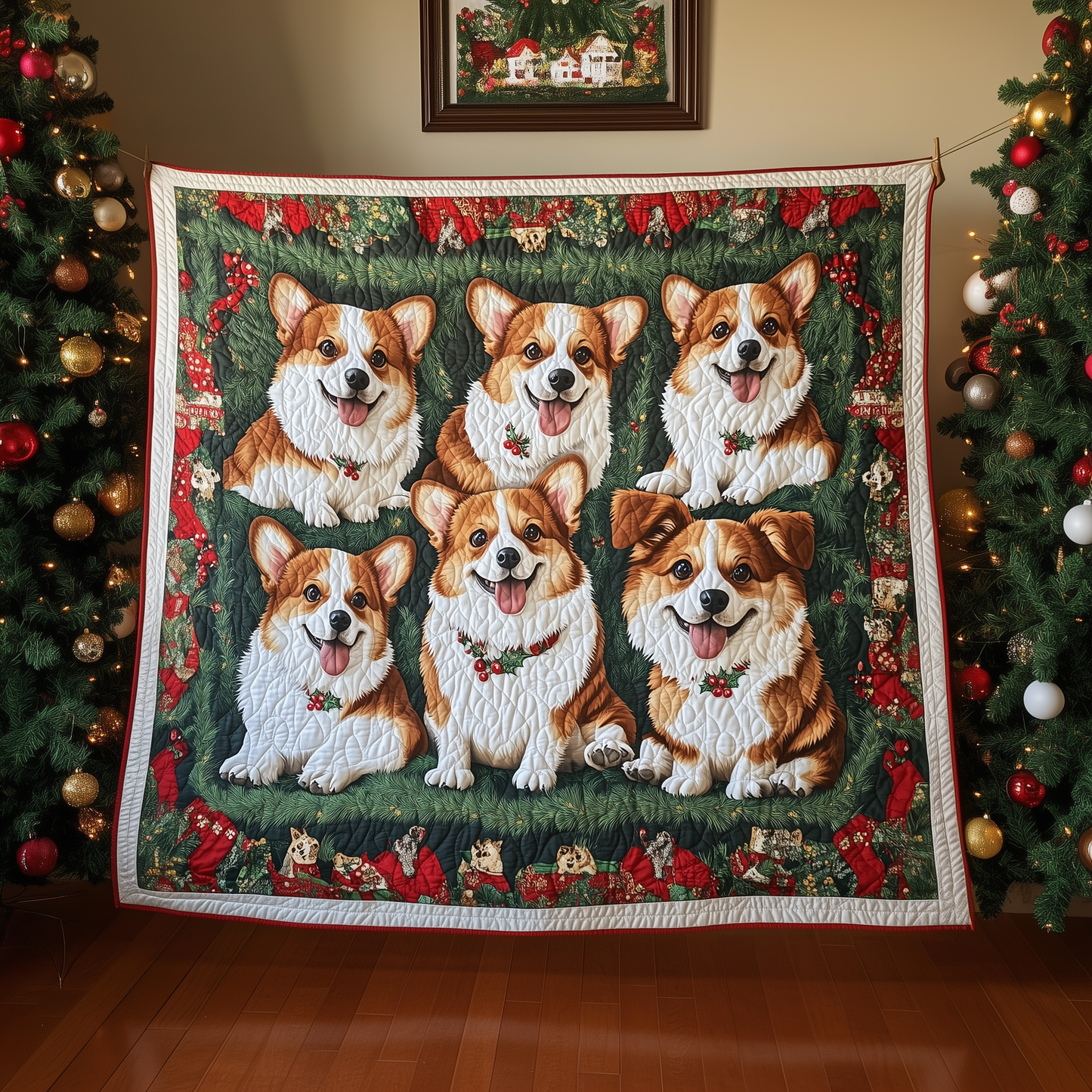 Christmas Corgi Quilted Blanket ODDRSTL53