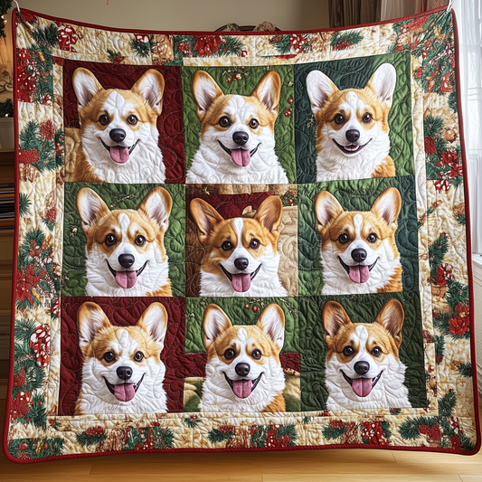 Christmas Corgi Quilted Blanket ODDRSTL54