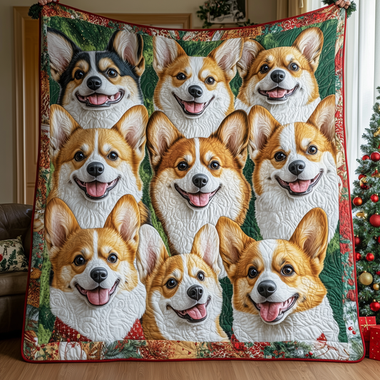 Christmas Corgi Quilted Blanket ODDRSTL55