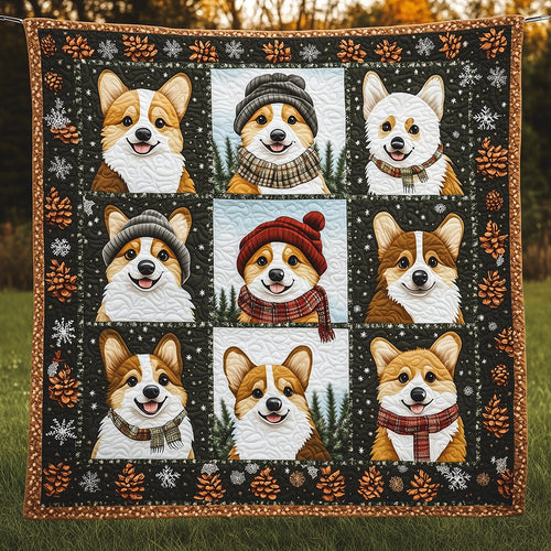 Winter Corgi Quilted Blanket ODDRSTL058