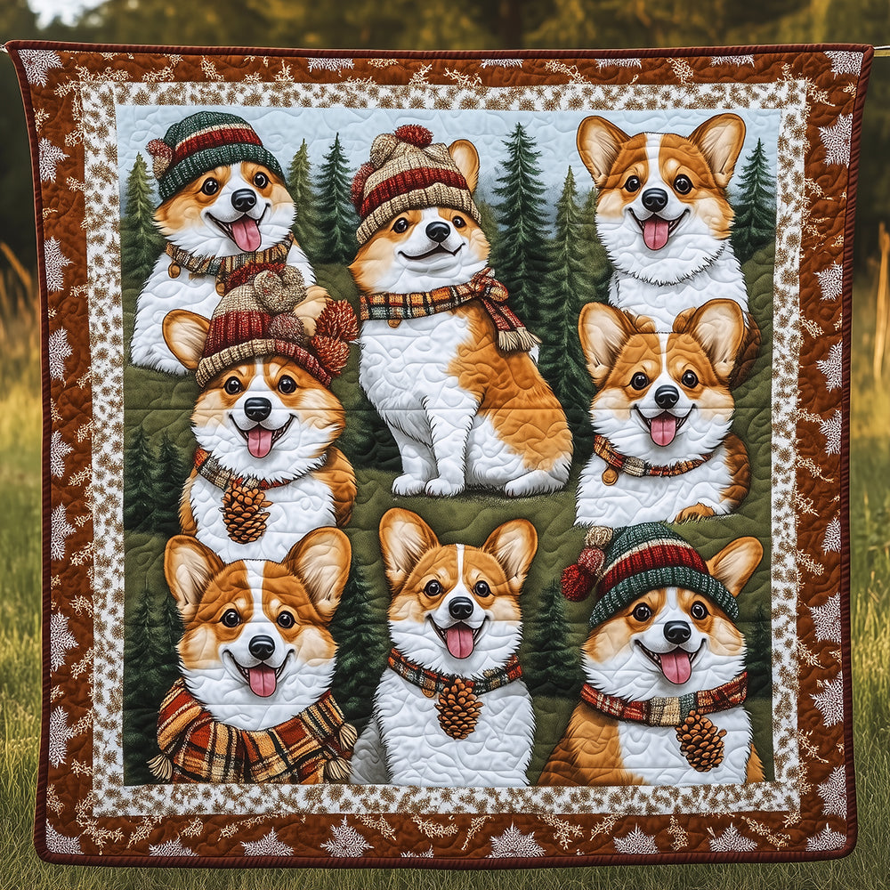 Winter Corgi Quilted Blanket ODDRSTL059