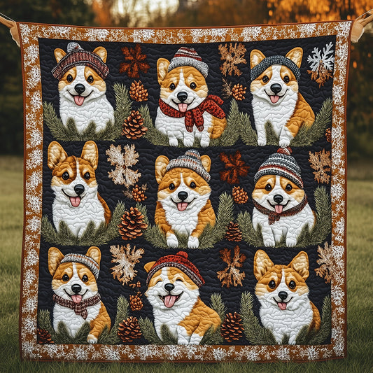 Winter Corgi Quilted Blanket ODDRSTL060