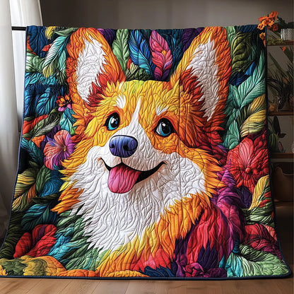 Floral Corgi Quilted Blanket ODDRSTL068