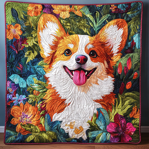 Floral Corgi Quilted Blanket ODDRSTL069