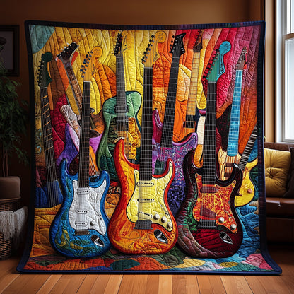 Guitar Sunshine Quilted Blanket UGDRSTL077