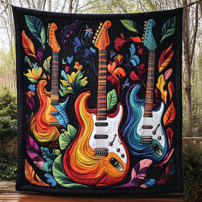 Guitar Feather Quilted Blanket UGDRSTL079