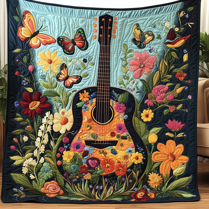 Floral Guitar Quilted Blanket UGDRSTL082