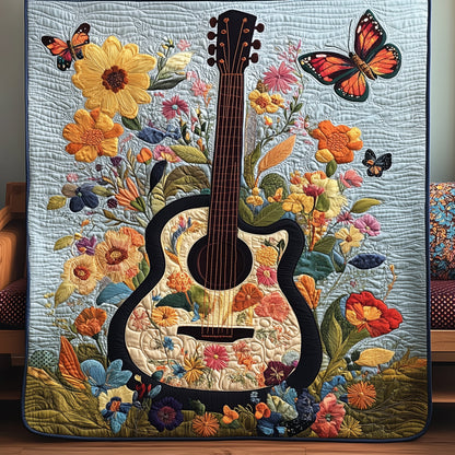 Floral Guitar Quilted Blanket UGDRSTL083