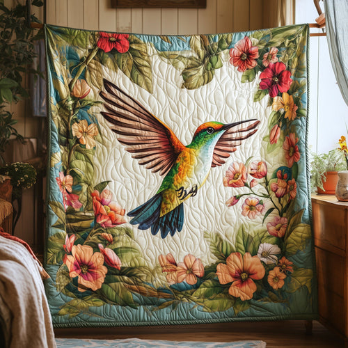 Floral Hummingbird Quilted Blanket UHDRSTL085