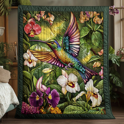 Floral Hummingbird Quilted Blanket UHDRSTL087