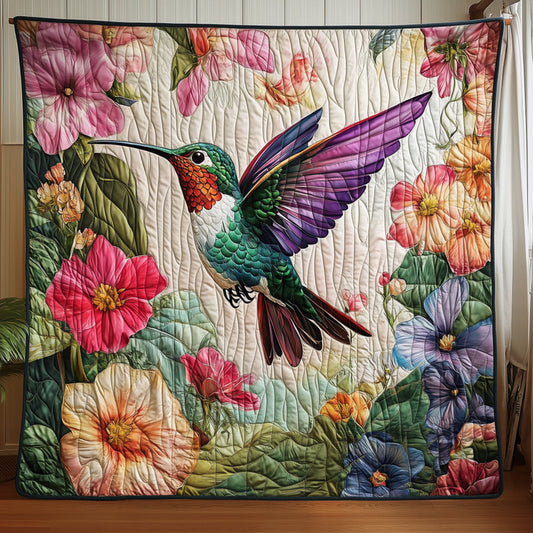 Floral Hummingbird Quilted Blanket UHDRSTL089