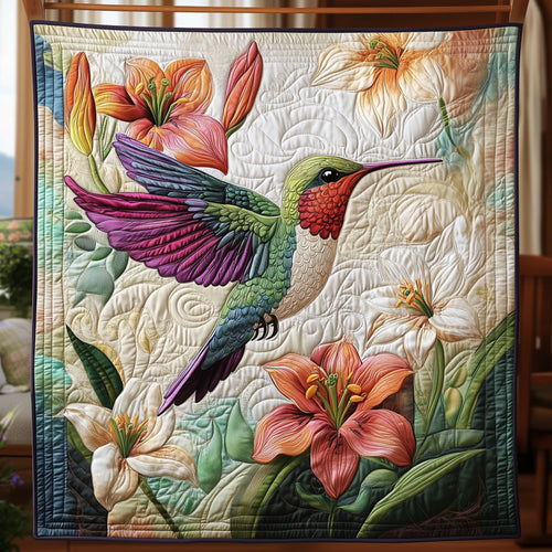 Floral Hummingbird Quilted Blanket UHDRSTL090