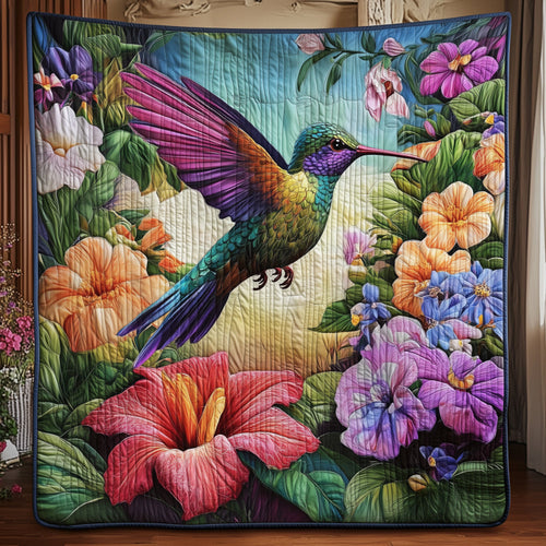 Floral Hummingbird Quilted Blanket UHDRSTL091