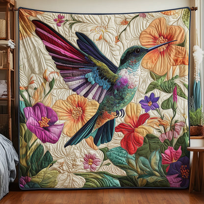 Floral Hummingbird Quilted Blanket UHDRSTL092