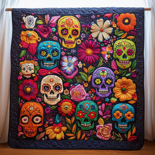 Sugar Skull Quilted Blanket DDDRSTL099