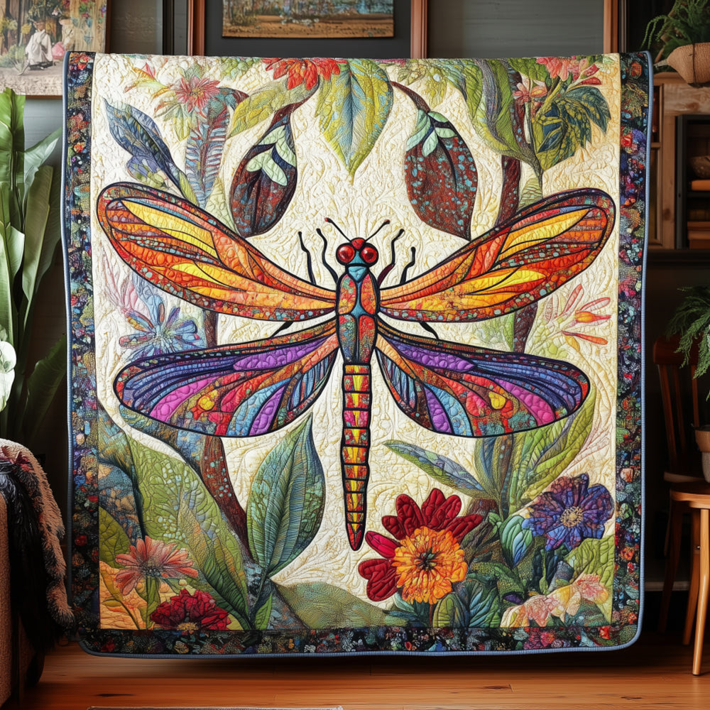 Floral Dragonfly Quilted Blanket ADDRSTL101