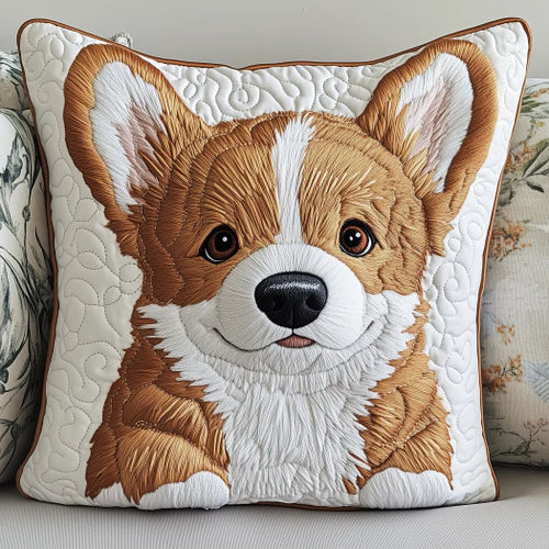 Cute Corgi Face Quilted Pillow Case ODDRSTL119