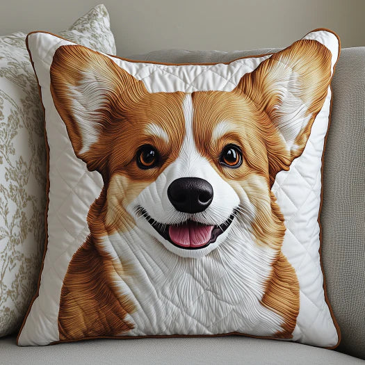 Cute Corgi Face Quilted Pillow Case ODDRSTL121