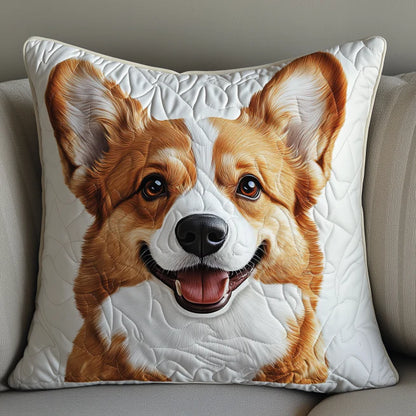 Cute Corgi Face Quilted Pillow Case ODDRSTL122