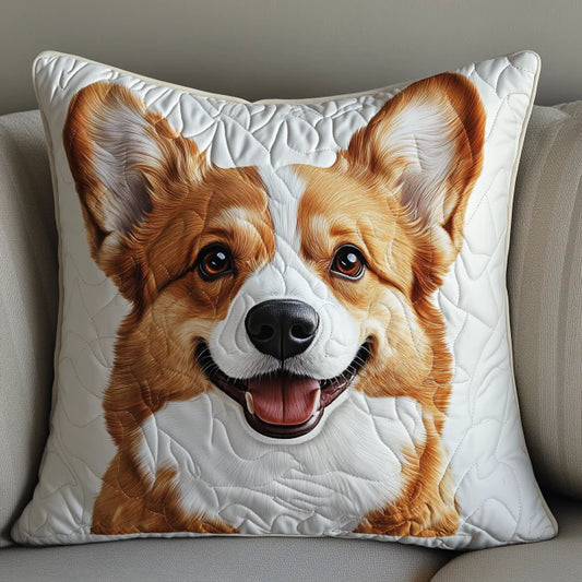 Cute Corgi Face Quilted Pillow Case ODDRSTL122