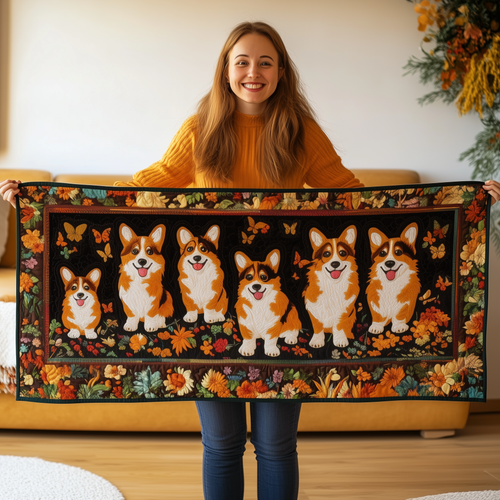 Corgi Autumn Vibe Quilted Table Runner ODDRSTL128