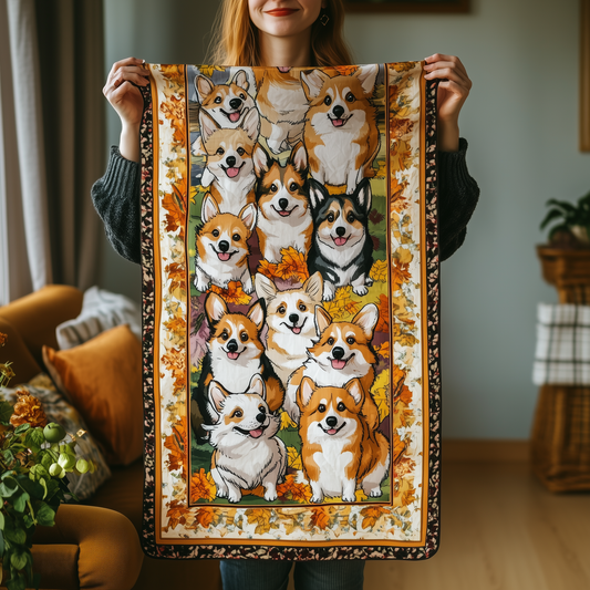 Corgi Autumn Vibe Quilted Table Runner ODDRSTL129