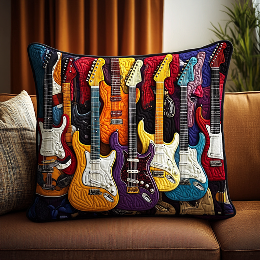 Colorful Guitar Quilted Pillow Case UGDRSTL131