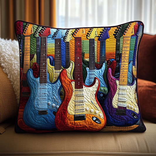 Colorful Guitar Quilted Pillow Case UGDRSTL132