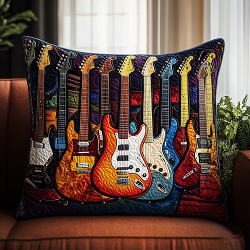 Colorful Guitar Quilted Pillow Case UGDRSTL136