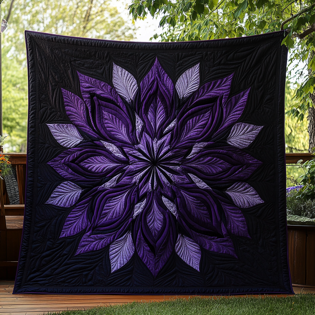 Purple Blooming Mystery Quilted Blanket ANDRSTL140