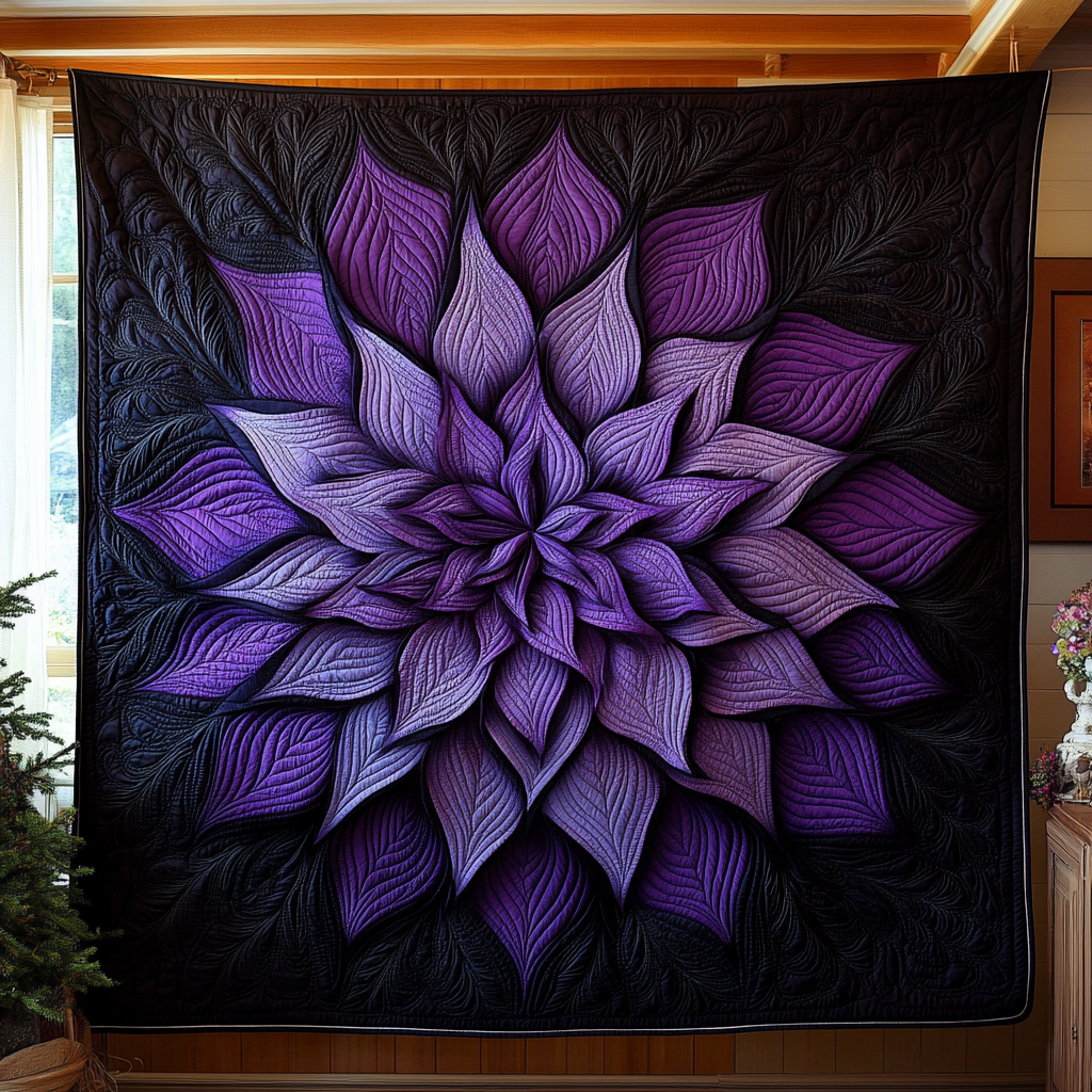 Purple Blooming Mystery Quilted Blanket ANDRSTL143