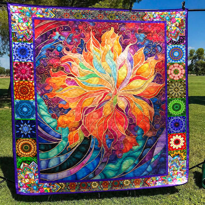 Trippy Flower Art Quilted Blanket IHDRSTLUP003