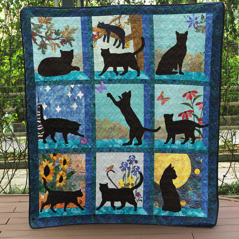 Black Cat Quilted Blanket ACDRSTLUP006