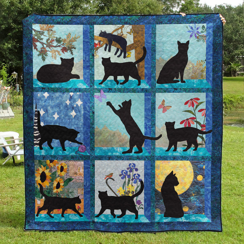 Black Cat Quilted Blanket ACDRSTLUP006