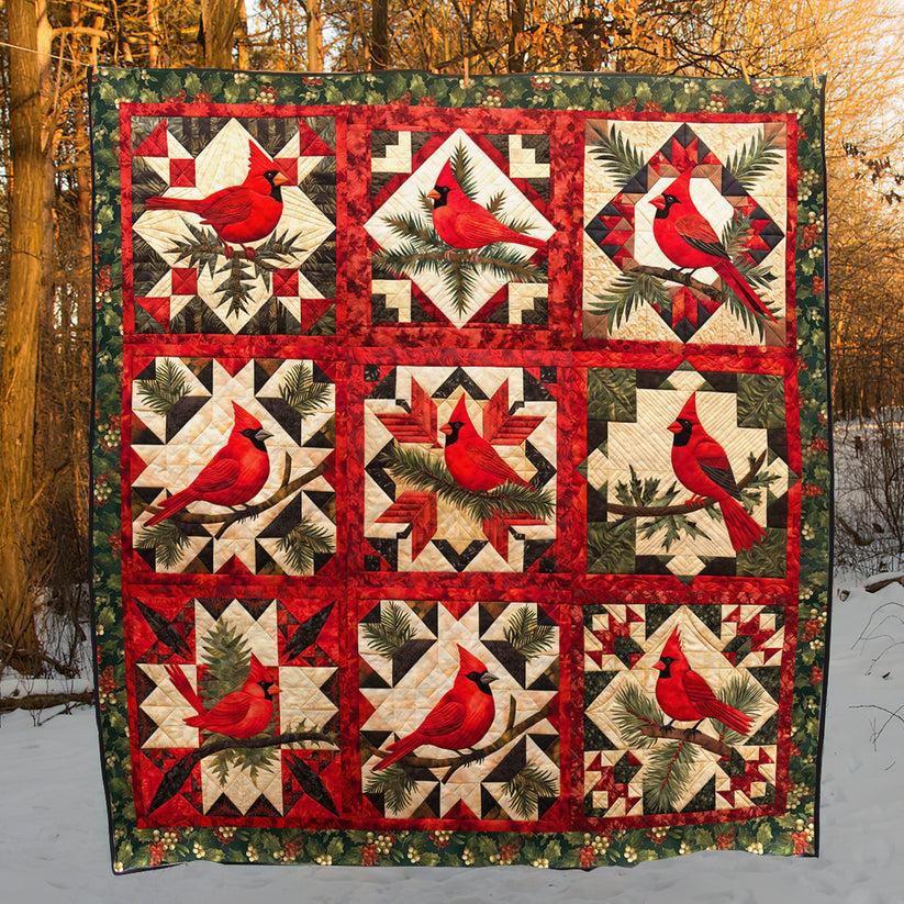 Cardinal Christmas Quilted Blanket NCDRSTLUP008