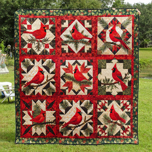 Cardinal Christmas Quilted Blanket NCDRSTLUP008