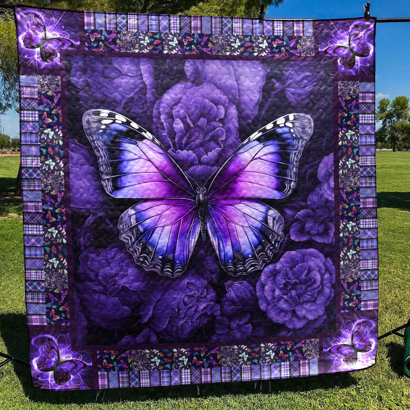 Purple Butterfly Quilted Blanket UBDRSTLUP009