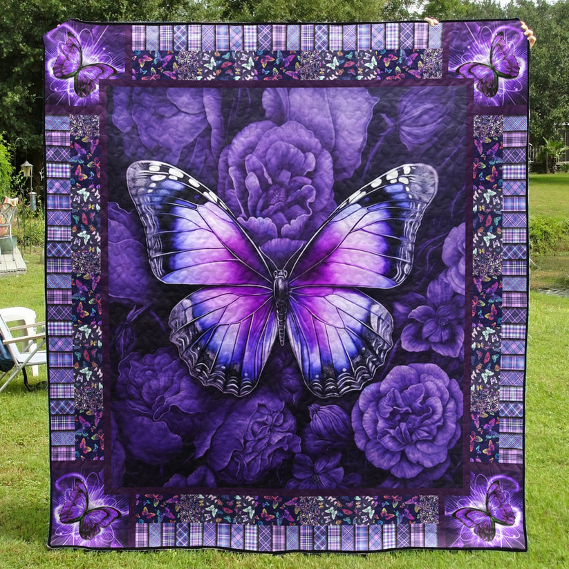 Purple Butterfly Quilted Blanket UBDRSTLUP009