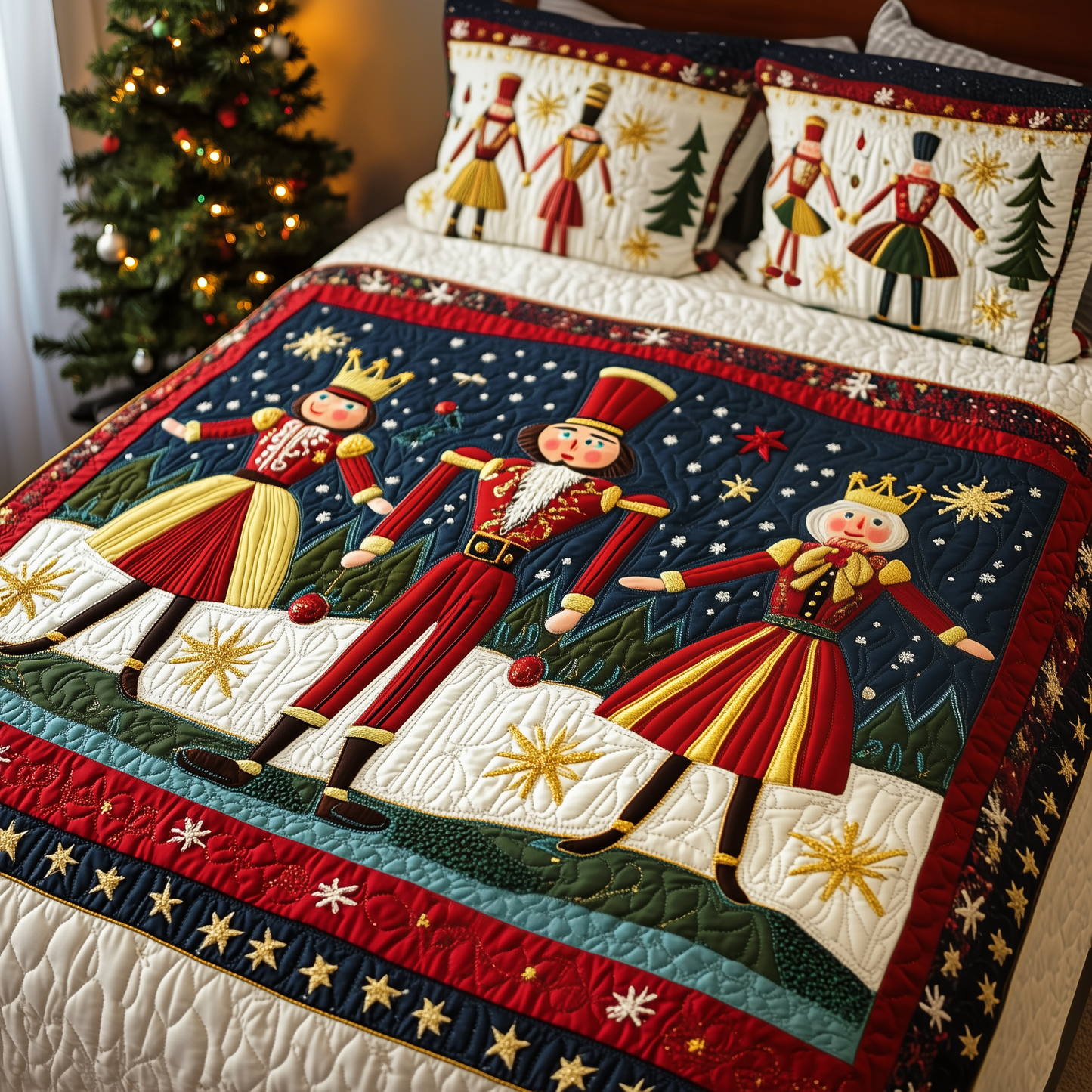 Christmas Nutcracker 3-Piece Quilted Bedding Set GFTOAB044