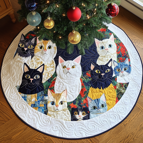 Christmas Cat Quilted Tree Skirt GFTOAB055