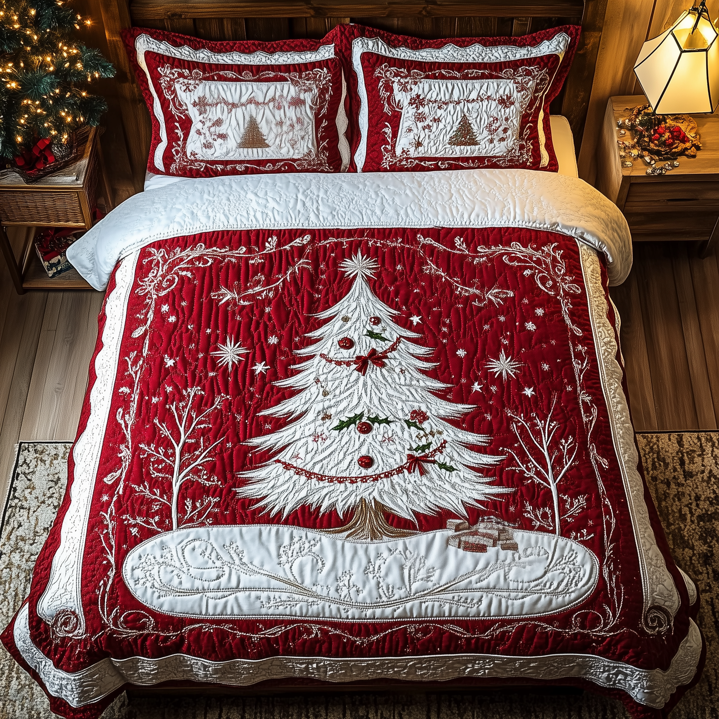 Christmas Tree 3-Piece Quilted Bedding Set GFTOAB1007